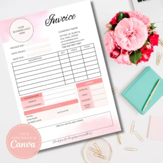 Pink Clouds Invoice Template | Small Business Invoice Template