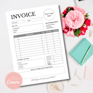 Minimalistic Sales Invoice Template | Small Business Invoice Template