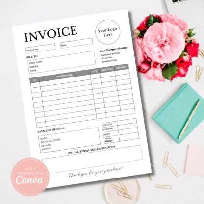 Minimalistic Sales Invoice Template | Small Business Invoice Template