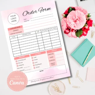 Small Business Order Form Template | Editable Canva Template