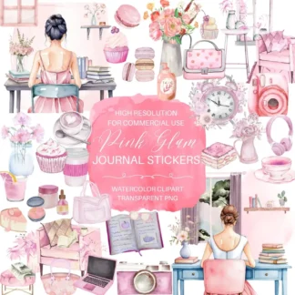Pink Glam Watercolor Clipart | Working Woman Clipart | Transparent PNG