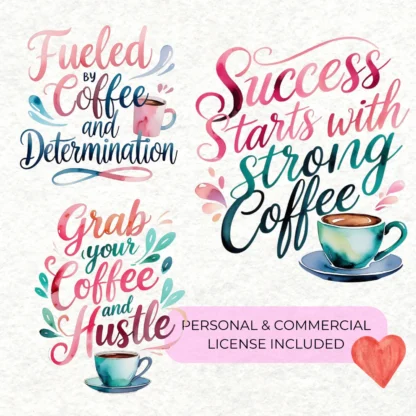 Coffee Lover Quotes | PNG and SVG Clipart Bundle | Sublimation Designs - Image 2