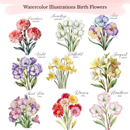 Birth Month Flowers Clipart Bundle | Transparent PNG Clipart - Image 2