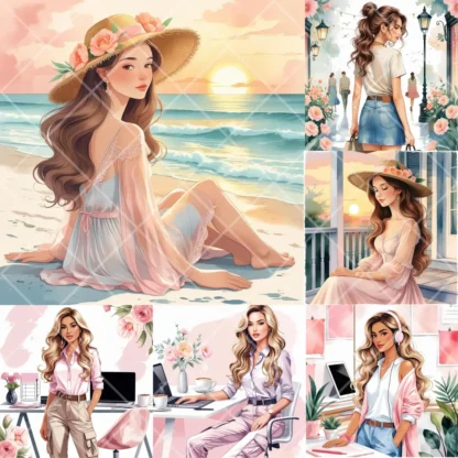 Girl Boss Watercolor Clipart | 37 High Resolution PNG Images - Image 2