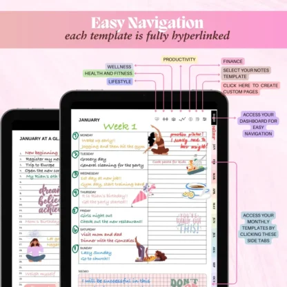 All in One Ultimate Digital Planner | Undated Digital Planner - Image 5