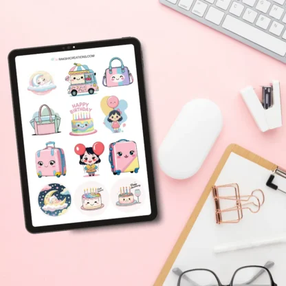 Kawaii Sticker Bundle | Printable Stickers | Precropped Goodnotes Digital Stickers - Image 5