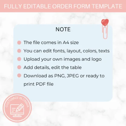 Small Business Order Form Template | Editable Canva Template - Image 8