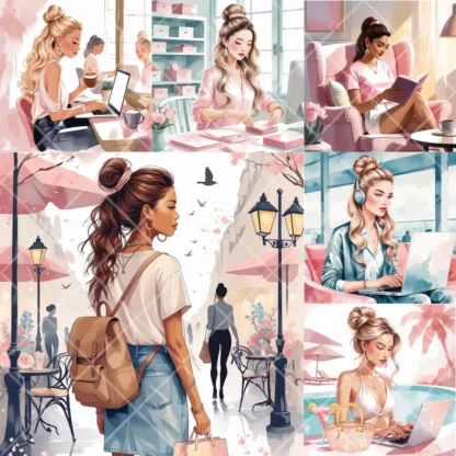 Girl Boss Watercolor Clipart | 37 High Resolution PNG Images - Image 4