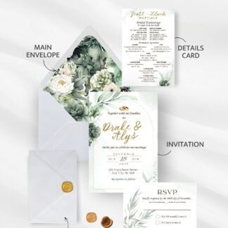 Simply Sage Green Wedding Invitation for only ₱250