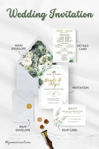 Simply Sage Green Wedding Invitation for only ₱250