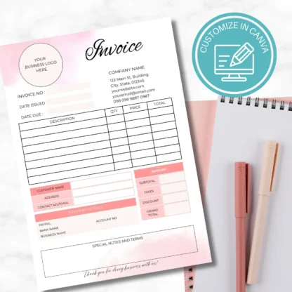 Pink Clouds Invoice Template | Small Business Invoice Template - Image 9