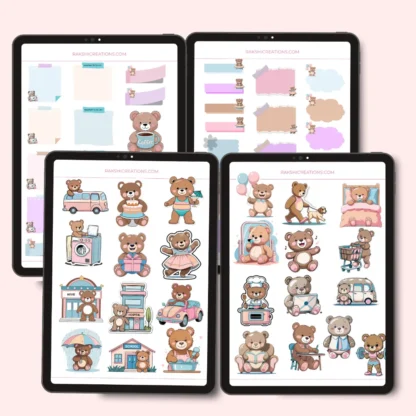 Cute Teddy Bear Everyday Stickers | Digital Stickers for Goodnotes | Ready to Print - Image 10