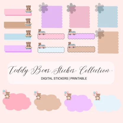 Cute Teddy Bear Everyday Stickers | Digital Stickers for Goodnotes | Ready to Print - Image 4