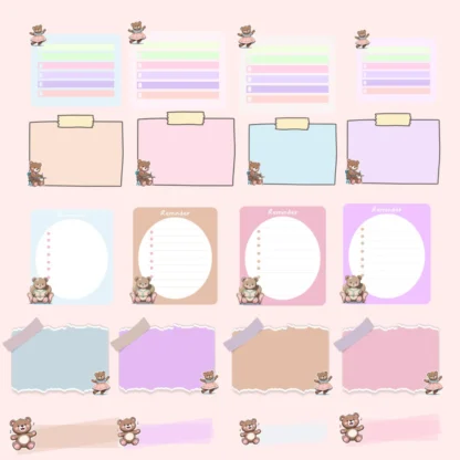 Cute Teddy Bear Everyday Stickers | Digital Stickers for Goodnotes | Ready to Print - Image 5