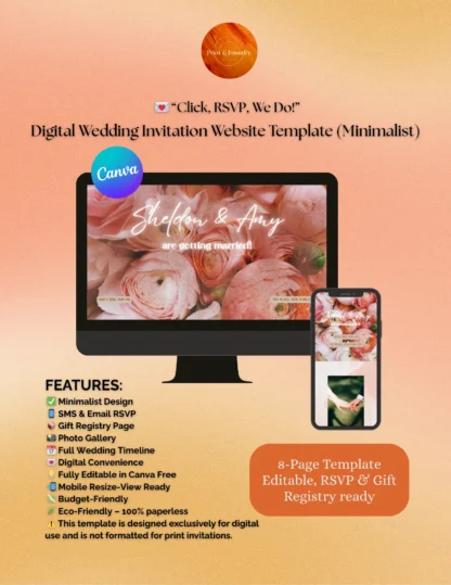 ❤️Digital Wedding Invitation Website Template (Minimalist) - “Click, RSVP, We Do!”