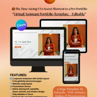💼 Virtual Assistant Portfolio Template - The Time-Saving VA’s Secret Shortcut to a Pro Portfolio Canva Editable