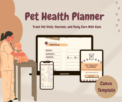 PawTrack Pro: Pet Care Planner/ Editable. Downloadable. Minimalist. Stress-Free Pet Care.