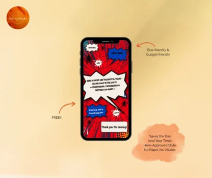 🕸️Hero-Inspired Digital Birthday Invitation + Animated Banner + Free Thank You Card - Birthday Party Kit Editable Canva Template ✏️ - Image 4